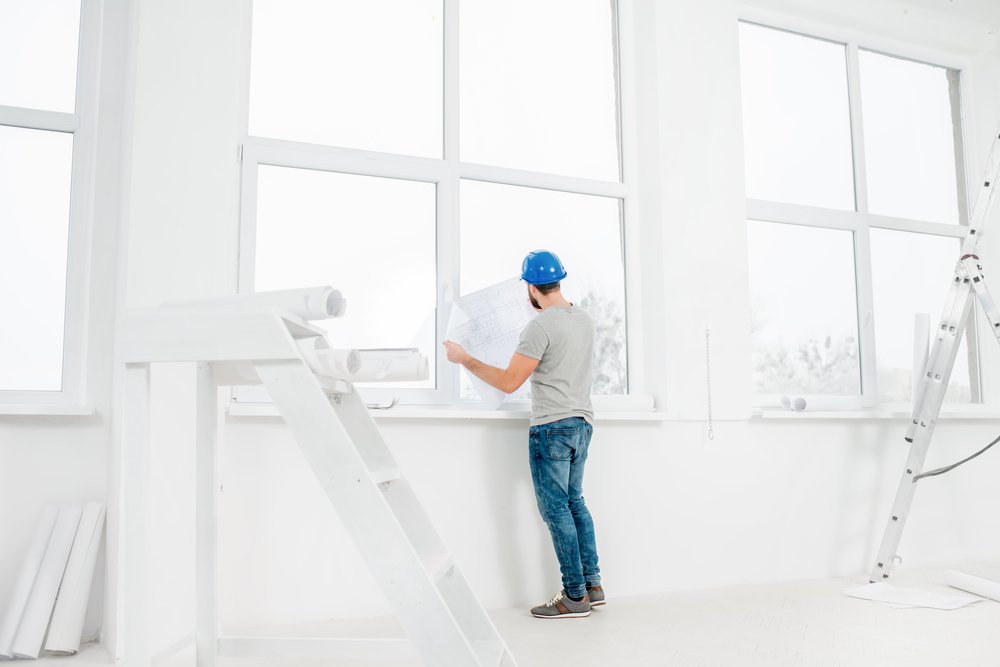white,interior,for,renovation,and,repair,with,ladder,,windows,and